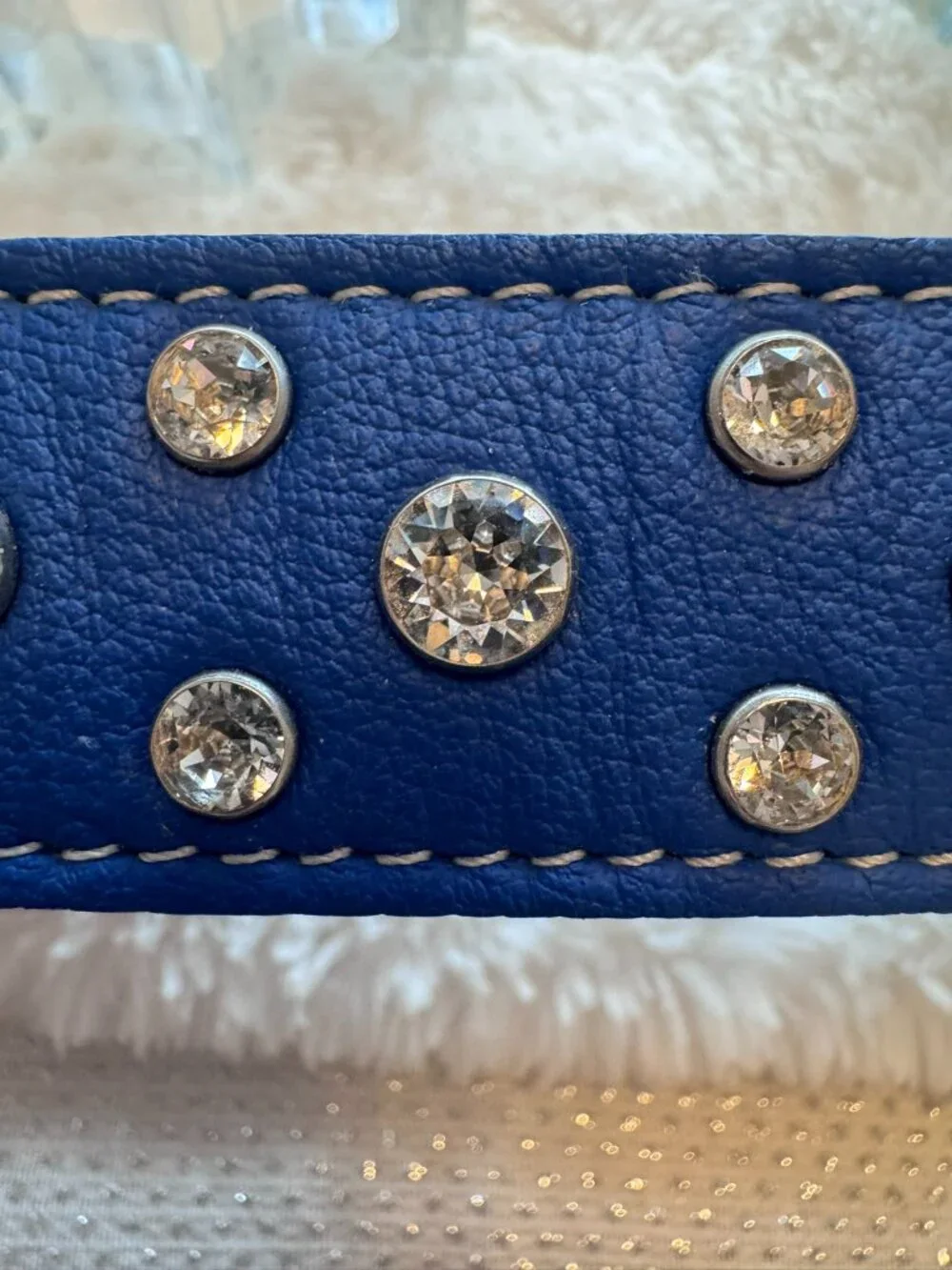 Swarovski Crystal Italian Leather Dog Collar (Like New) - Size 26